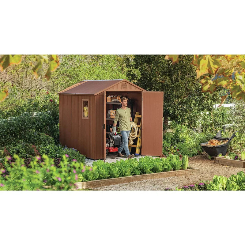 Keter 6×8 Darwin Heavy Duty Plastic Garden Shed – Brown