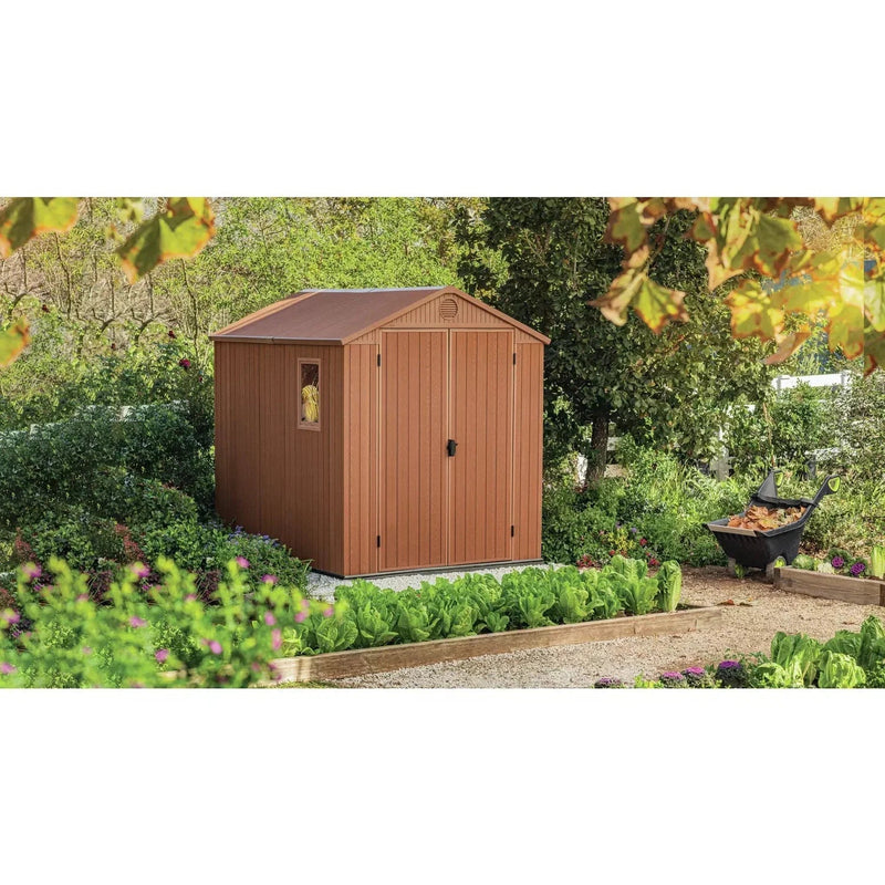 Keter 6×8 Darwin Heavy Duty Plastic Garden Shed – Brown