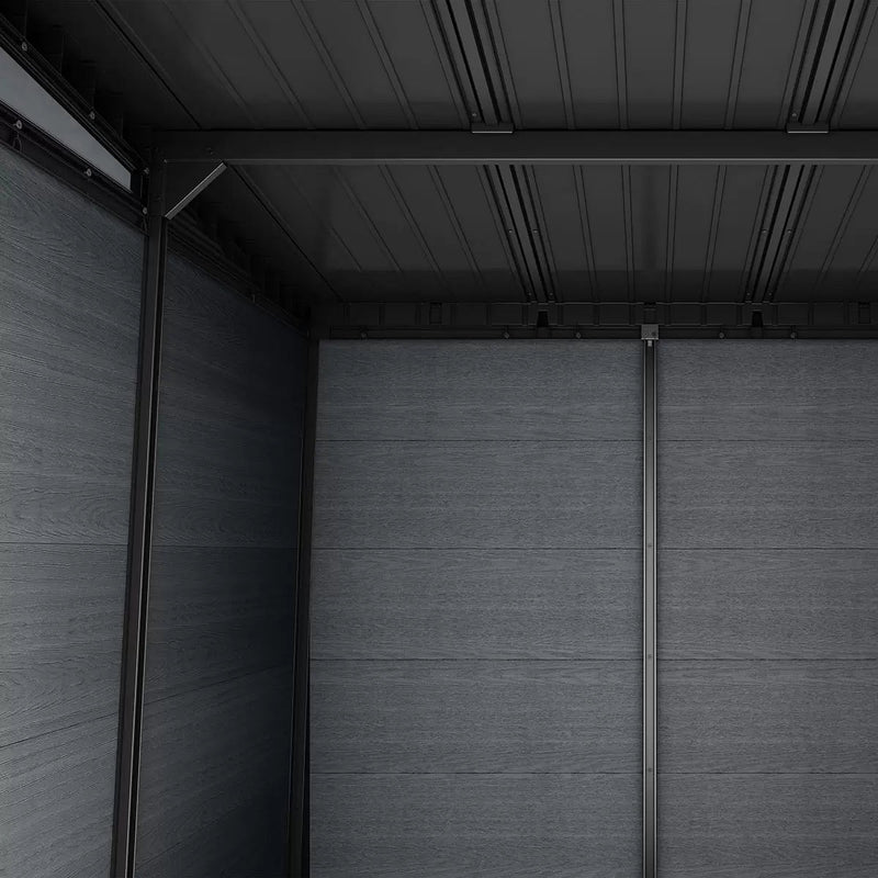 Keter 9×7.5 Newton Plus Side Entry Plastic Shed – Dark Grey