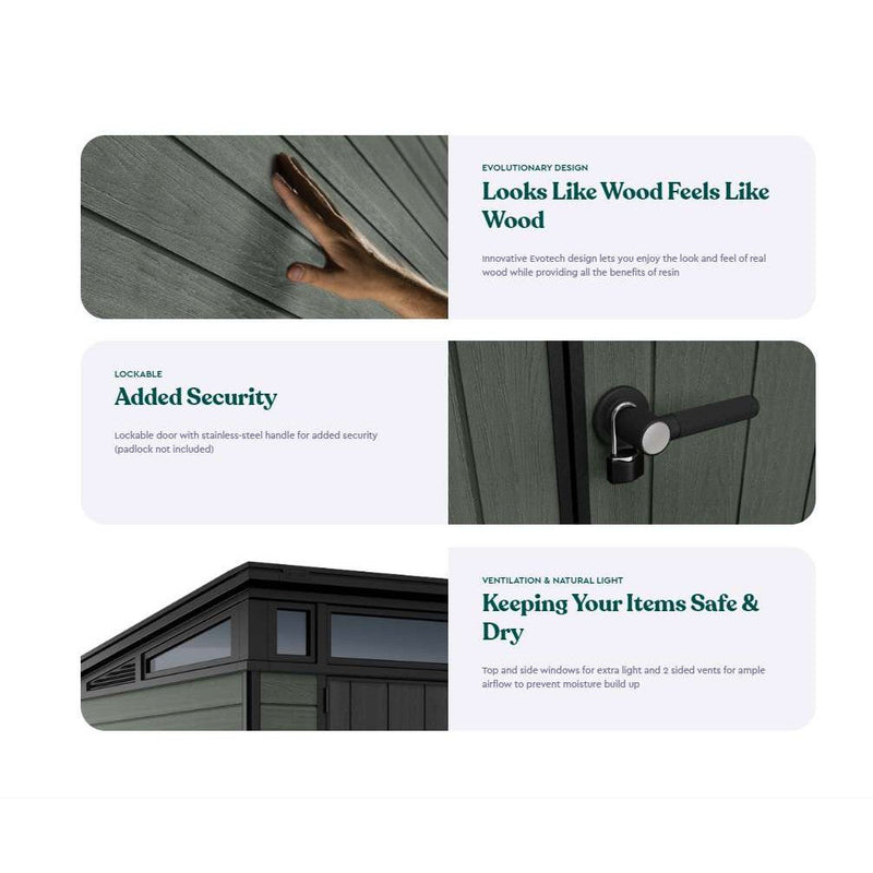 Keter 9x 7 Cortina Heavy Duty Plastic Pent Shed – Green