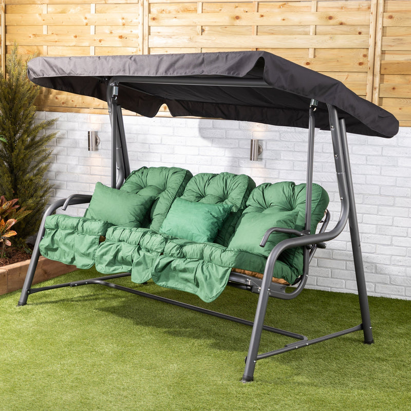 Alfresia Turin 3 Seater Reclining Garden Swing Seat | Classic Cushions