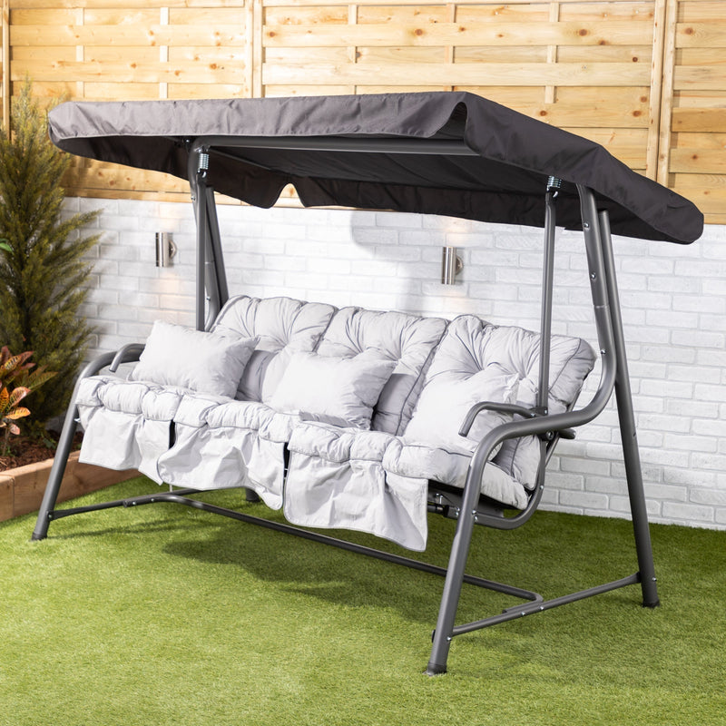Alfresia Turin 3 Seater Reclining Garden Swing Seat | Classic Cushions