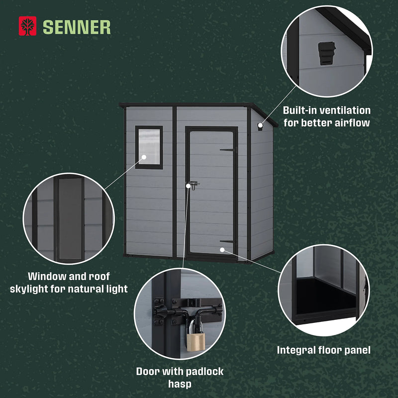 Klikstrom Senner 6×4 ft Pent Grey Shed with floor & 1 window