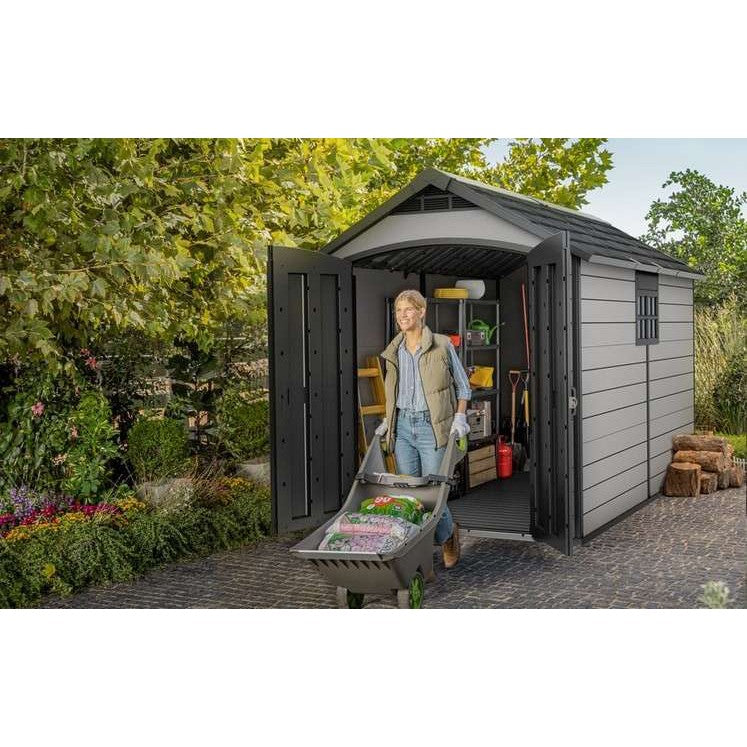 Keter 7.5’x11′ Premier Heavy Duty Plastic Shed – Grey