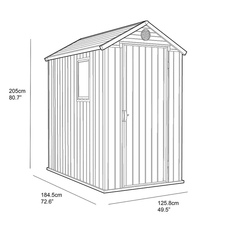 Keter 4×6 Darwin Heavy Duty Plastic Garden Shed – Grey